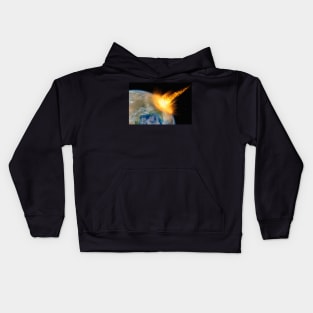 Dangerous asteroid hits planet Earth Kids Hoodie